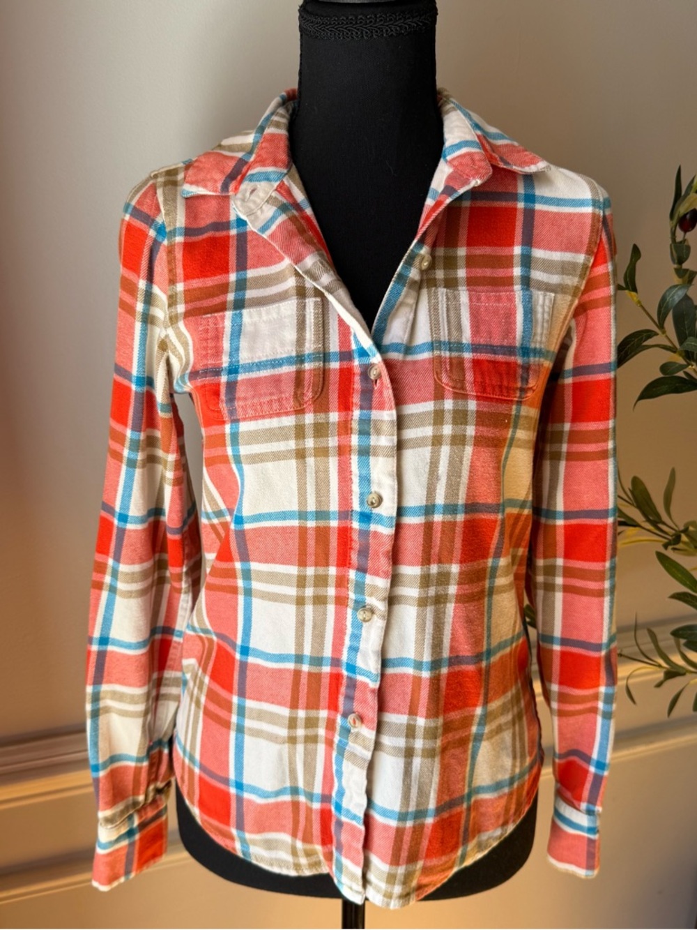 The North Face Plaid Flannel Button Up Shirt Cotton XS Red